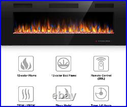 Electric Fireplace Insert, In-Wall Recessed and Wall Mounted 750/1500W Fireplace