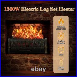 Electric Fireplace Insert Log Heater With Quartz Realistic Ember Bed, Remote Contr