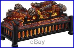 Electric Fireplace Insert Logs Crackling Sound Faux Glowing Flame LED Not Heater