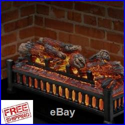Electric Fireplace Insert Logs Heater Crackling Sound Faux Glowing Flame LED