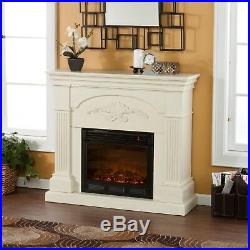 Electric Fireplace Insert Mantel Wood Veneer Realistic Flame Effect White NEW