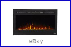 Electric Fireplace Insert Recessed Screen Logs Heater Kit Remote Control In Wall