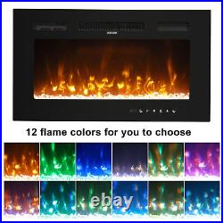 Electric Fireplace Insert Wall Mounted 30'' Fireplace Heater 12-Color Flam 150A1