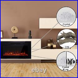 Electric Fireplace Insert Wall Mounted Freestanding Heater with Remote Control