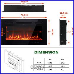 Electric Fireplace Insert Wall Mounted Freestanding Heater with Remote Control