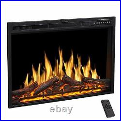 Electric Fireplace Insert with Adjuatble Flame Colors, Log Colors, 37Inch