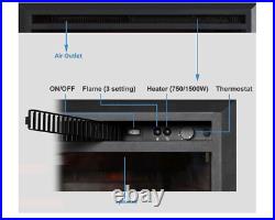 Electric Fireplace Insert with Fire Crackling Sound Remote Control 750/1500W