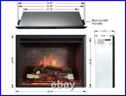 Electric Fireplace Insert with Fire Crackling Sound Remote Control 750/1500W