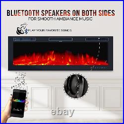 Electric Fireplace Inserts 42 Wall Mounted, Recessed or Base Legs Plays Mus