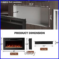 Electric Fireplace Inserts Recessed and Wall Mounted, Fireplace withRemote Control