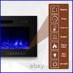 Electric Fireplace Inserts Recessed and Wall Mounted, Fireplace withRemote Control