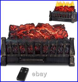 Electric Fireplace Logs, Fireplace Insert Heater with Realistic Flame Effect, E