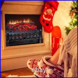 Electric Fireplace Logs, Fireplace Insert Heater with Realistic Flame Effect, E