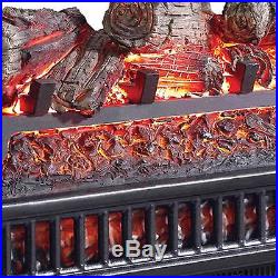 Electric Fireplace Logs Insert Crackling Heater With Remote Faux Flame Grate