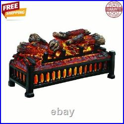 Electric Fireplace Logs Insert Unit Wood LED Flame Hearth, Black