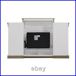 Electric Fireplace Mantel White Bookcase With Heater Insert And Display Shelves