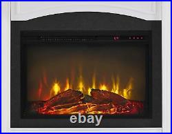 Electric Fireplace Mantle Bookcase White Display Shelves Vent Free Heater Insert
