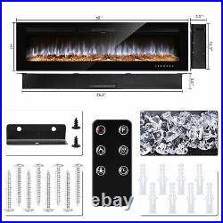 Electric Fireplace Recessed / Wall 60 Mount Insert Heater Multi Flames 1500W US