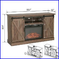 Electric Fireplace Storage Cabinet TV Stand Accent Table for Living Room Indoor