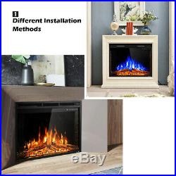 Electric Fireplace Wall Mount Insert 36 Inch Heater With Colored Logs RC 1500 W