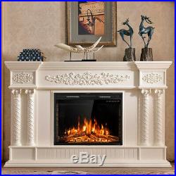 Electric Fireplace Wall Mount Insert 36 Inch Heater With Colored Logs RC 1500 W