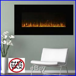 Electric Fireplace Wall Mount Insert LED Modern Fire Ice Remote Glass Low