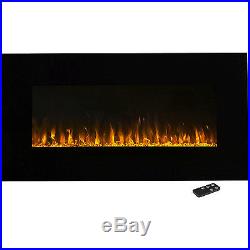 Electric Fireplace Wall Mount Insert LED Modern Fire Ice Remote Glass Low