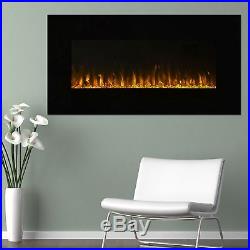 Electric Fireplace Wall Mount Insert LED Modern Linear Fire Ice Remote Glass 32