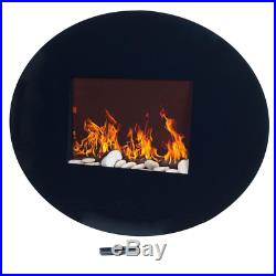 Electric Fireplace Wall Mount Oval Glass Adjustable Flame Effect Insert Heater