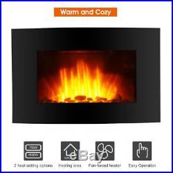 Electric Fireplace Wall Mounted Insert 3D Flames Remote 1500W Adjustable Heater