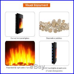 Electric Fireplace Wall Mounted Insert 3D Flames Remote 1500W Adjustable Heater