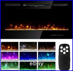 Electric Fireplace Wall Mounted Insert 40inch Touch Screen Glass Panel 102cm