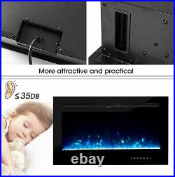Electric Fireplace Wall Mounted Insert 40inch Touch Screen Glass Panel 102cm