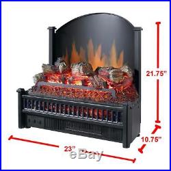 Electric Fireplace insert Logs Heat Flame LED 23 Thermostat Remote Free Shippin