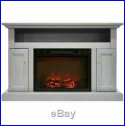 Electric Fireplace with 1500W Log Insert and 47 In. Stand in Gray