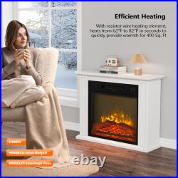 Electric Fireplace with Mantel, Freestanding Heater with Remote, Timer, 3D-Flame