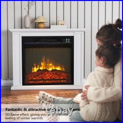 Electric Fireplace with Mantel, Freestanding Heater with Remote, Timer, 3D-Flame