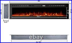 Electric Fireplaces-60 Inch-Recessed and Wall Mounted Fireplace- Insert Heater L