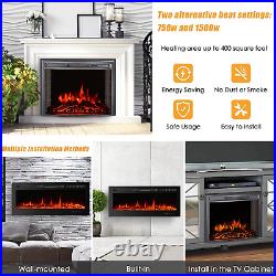 Electric Fireplaces Recessed Wall Mounted Fireplace Insert 50 Inch Wide Heater L