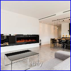 Electric Fireplaces Recessed Wall Mounted Fireplace Insert 70 Inch Wide Heater L