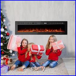 Electric Fireplaces Recessed Wall Mounted Fireplace Insert 80 Inch Wide Heater L