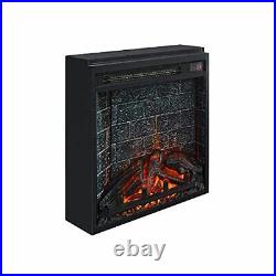 Electric Glass Front Fireplace Insert with Remote, 18, Black