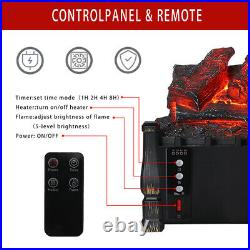 Electric Heat Insert Fireplace Space Heater Logs 1500W withRemote Timer Adjustable