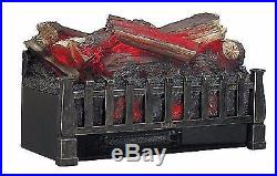 Electric Heater Fireplace Insert Burning Logs LED Pulse Flame Log Antique Bronze