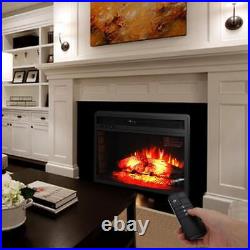 Electric Home Embedded 26 Fireplace Insert Heater Emulation Flame Remote Black