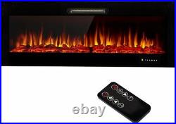 Electric Insert Wall Recessed Fireplace Colors Flame Mounted Heater 50 50in Inch