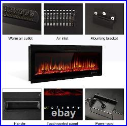 Electric Insert Wall Recessed Fireplace Colors Flame Mounted Heater 50 50in Inch