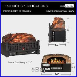 Electric Log Heater Infrared Set Remote Fire Fireplace Realistic Insert Ember