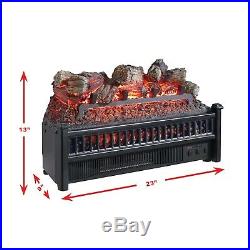 Electric Log Insert with Heater Realistic Flame Effect 4777 BTUs Remote Control