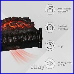 Electric Log Set Heater Fireplace Insert With Realistic Ember Bed Remote Control
